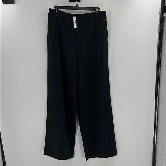 Madewell Women's Pull-On Straight Pants in Drapey Twill - True Black - M - NWT - Picture 1 of 9